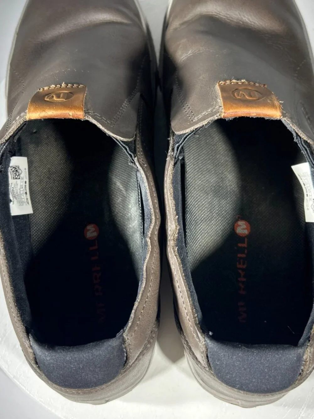 Merrell Mens Leather Shoes Size 12 Gray Casual Slip-On Sneakers Loafers Dress